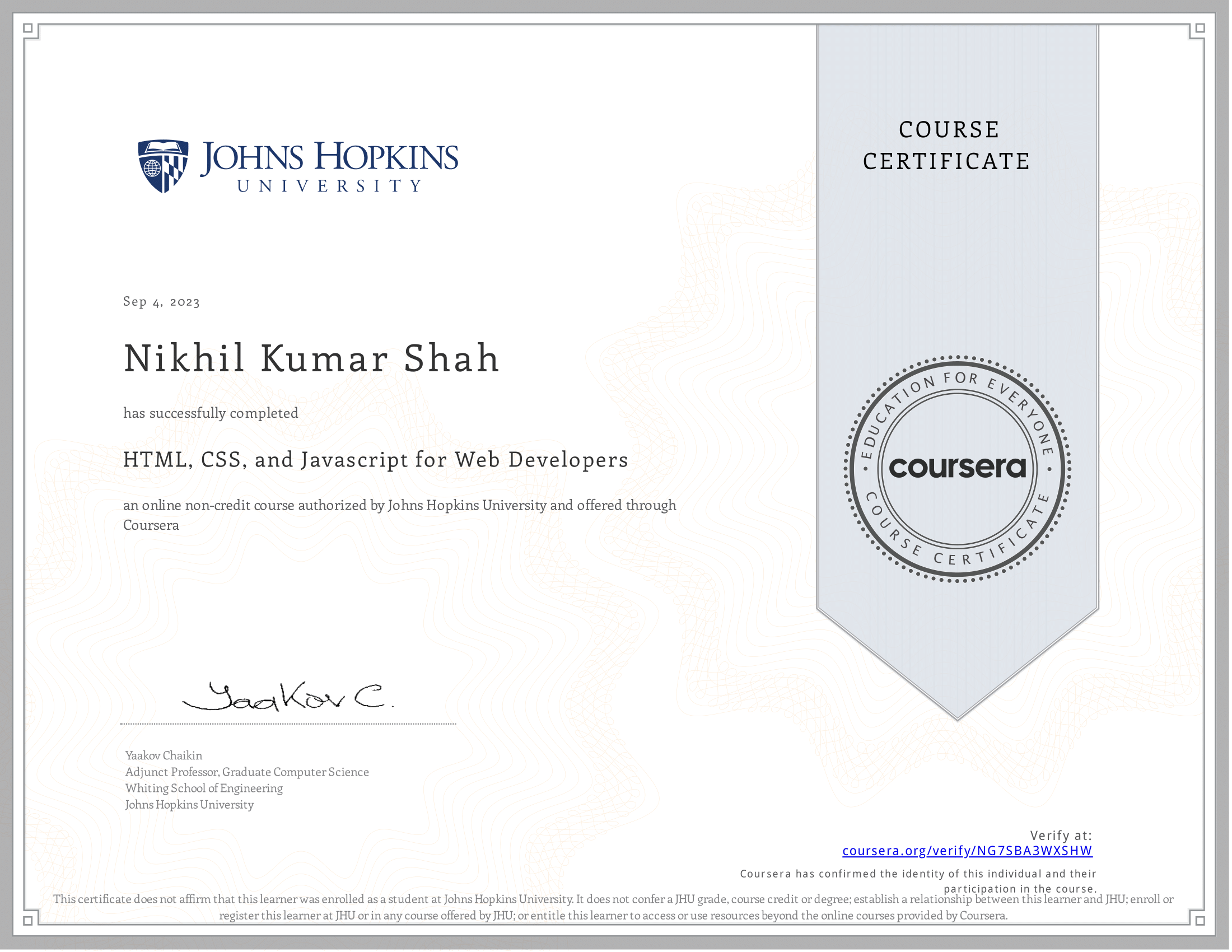 HTML, CSS, and Javascript for Web Developers